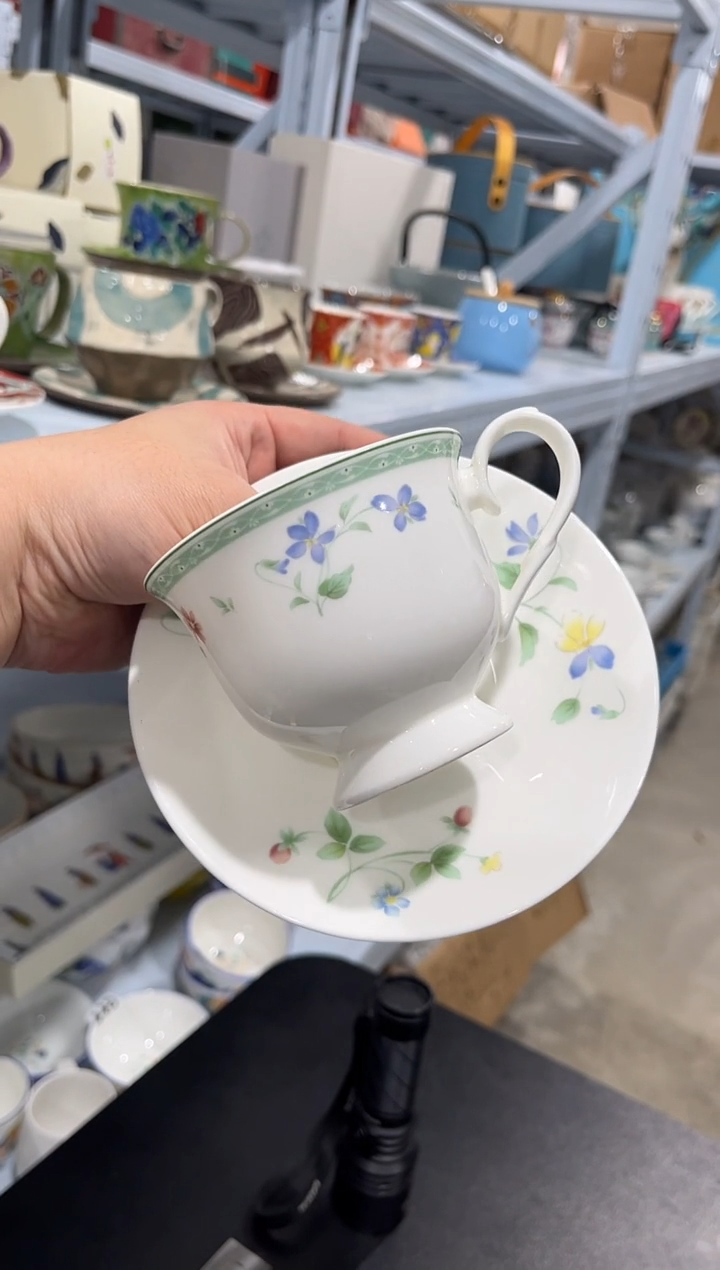 杯子骨瓷（简装）高脚咖啡杯碟一套+小勺