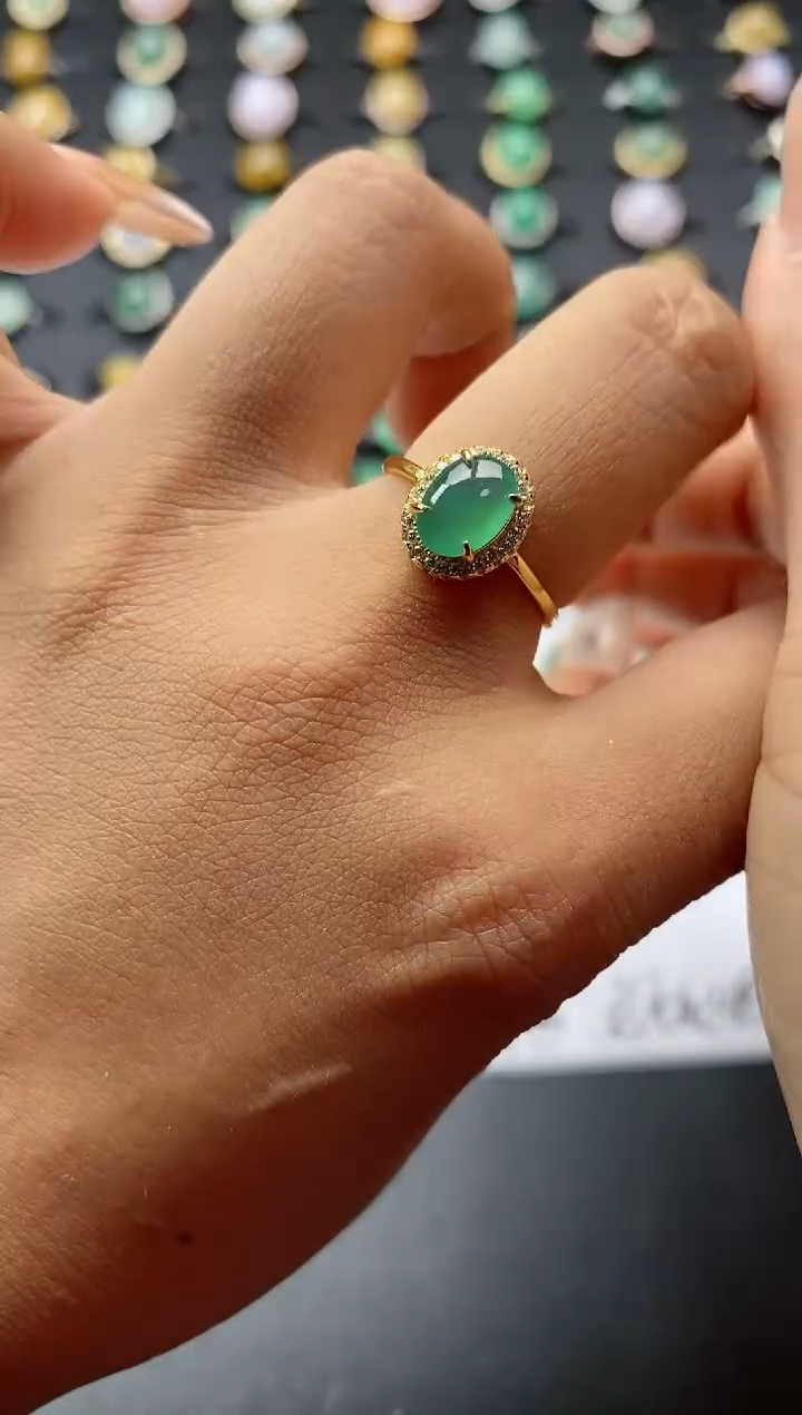 翡翠戒指银S925镶嵌.