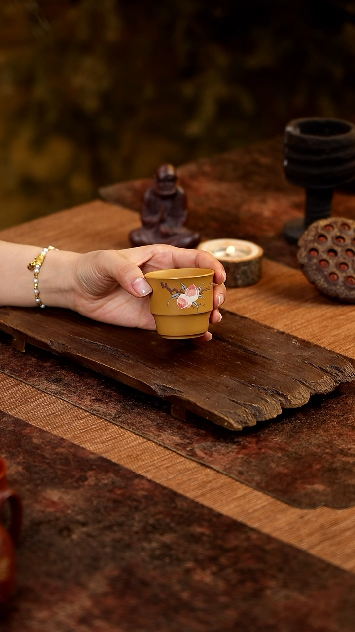 茶壶紫砂寿桃竹节杯
