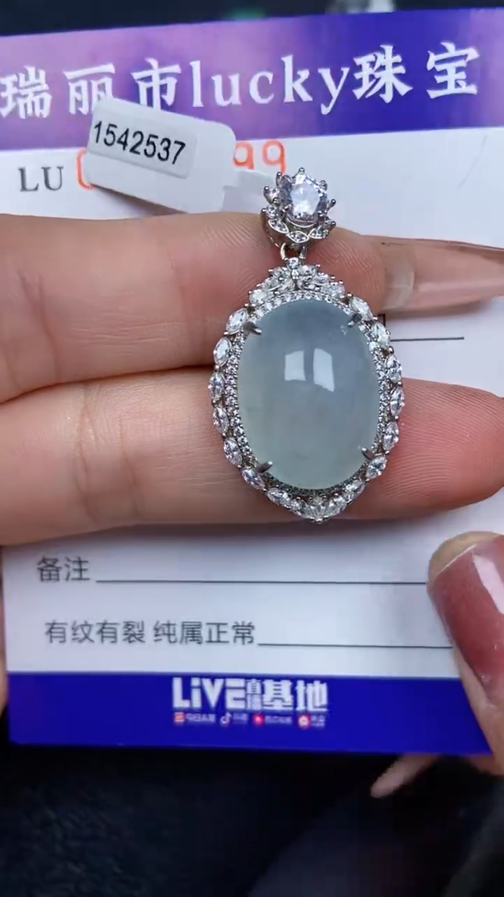 颈饰银S925镶嵌翡翠8599