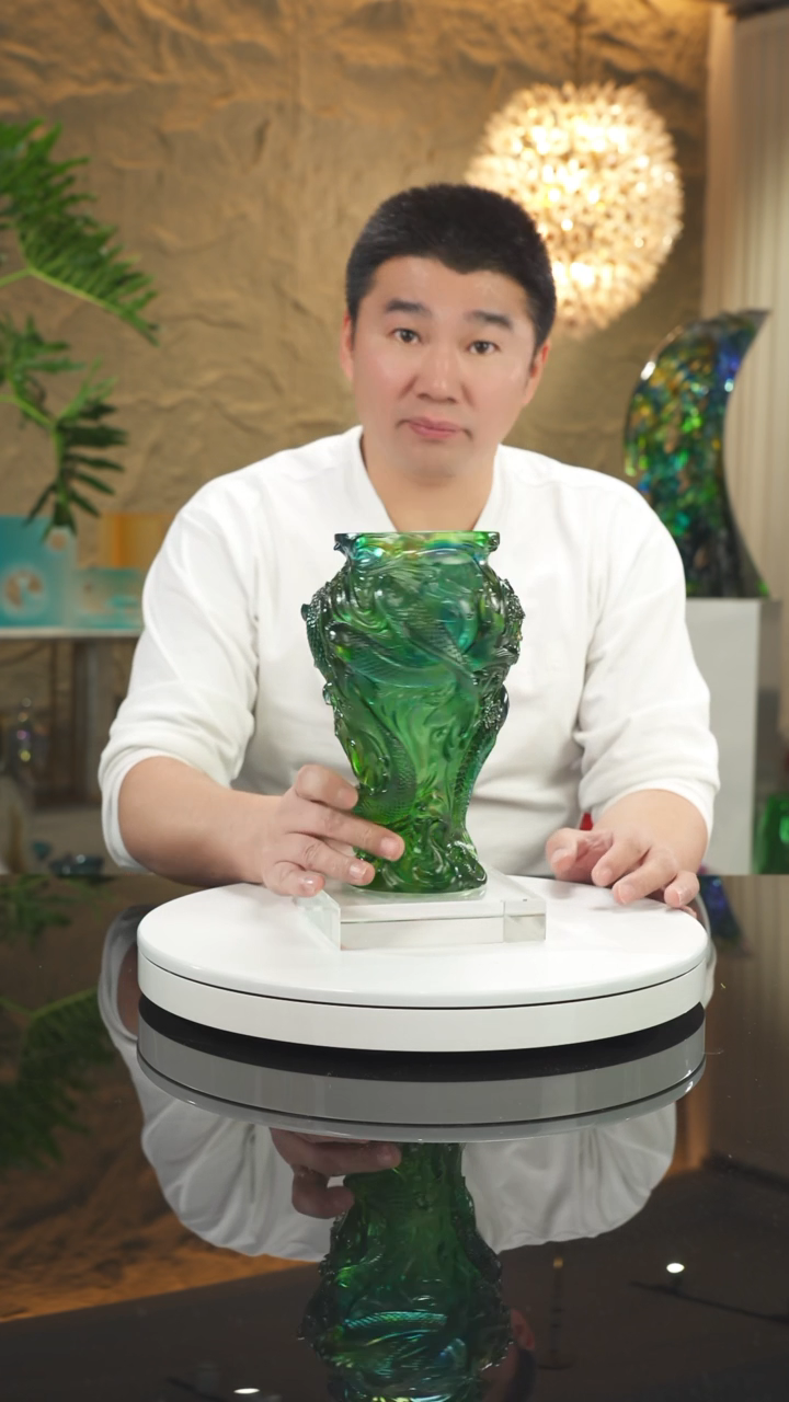 【闪购商品】摆件福利绿色琉璃花瓶摆件