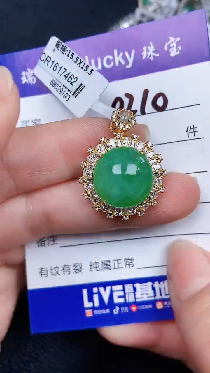 颈饰银S925镶嵌翡翠0210