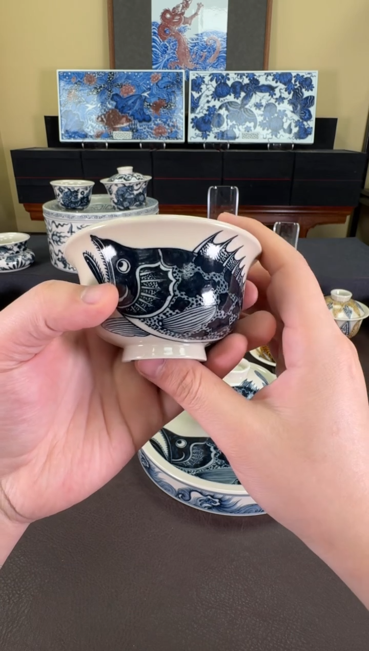 【闪购商品】二号釉大鳜鱼压手杯