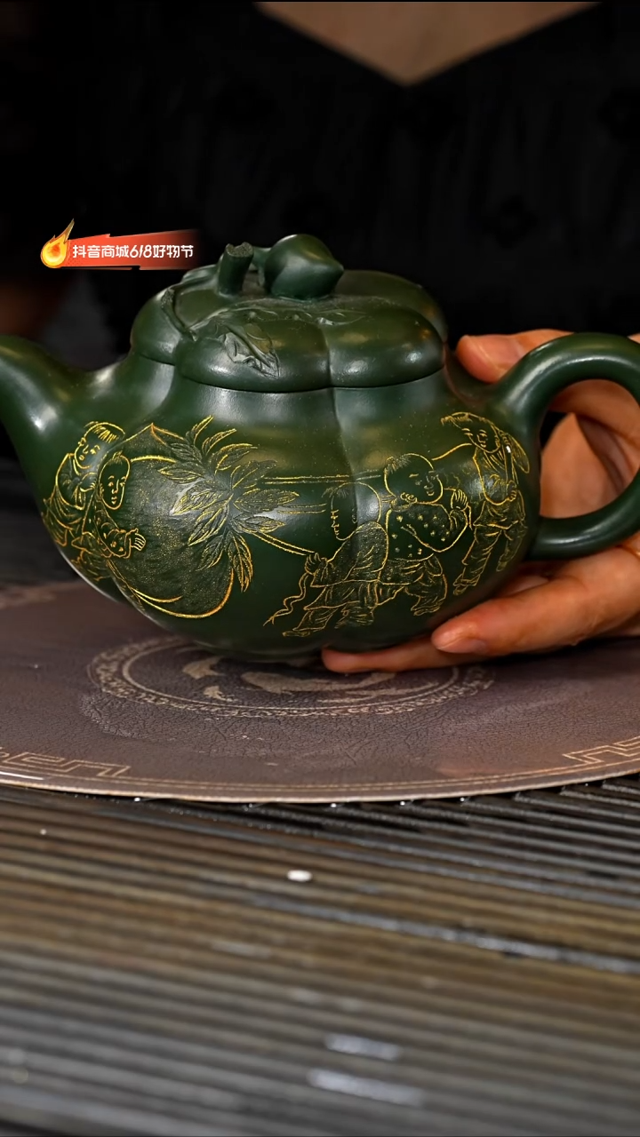 茶壶紫砂宜兴紫砂BYM 绿泥 上合桃 
