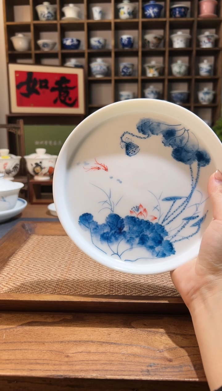 【闪购商品】手绘荷花锦鲤大壶承