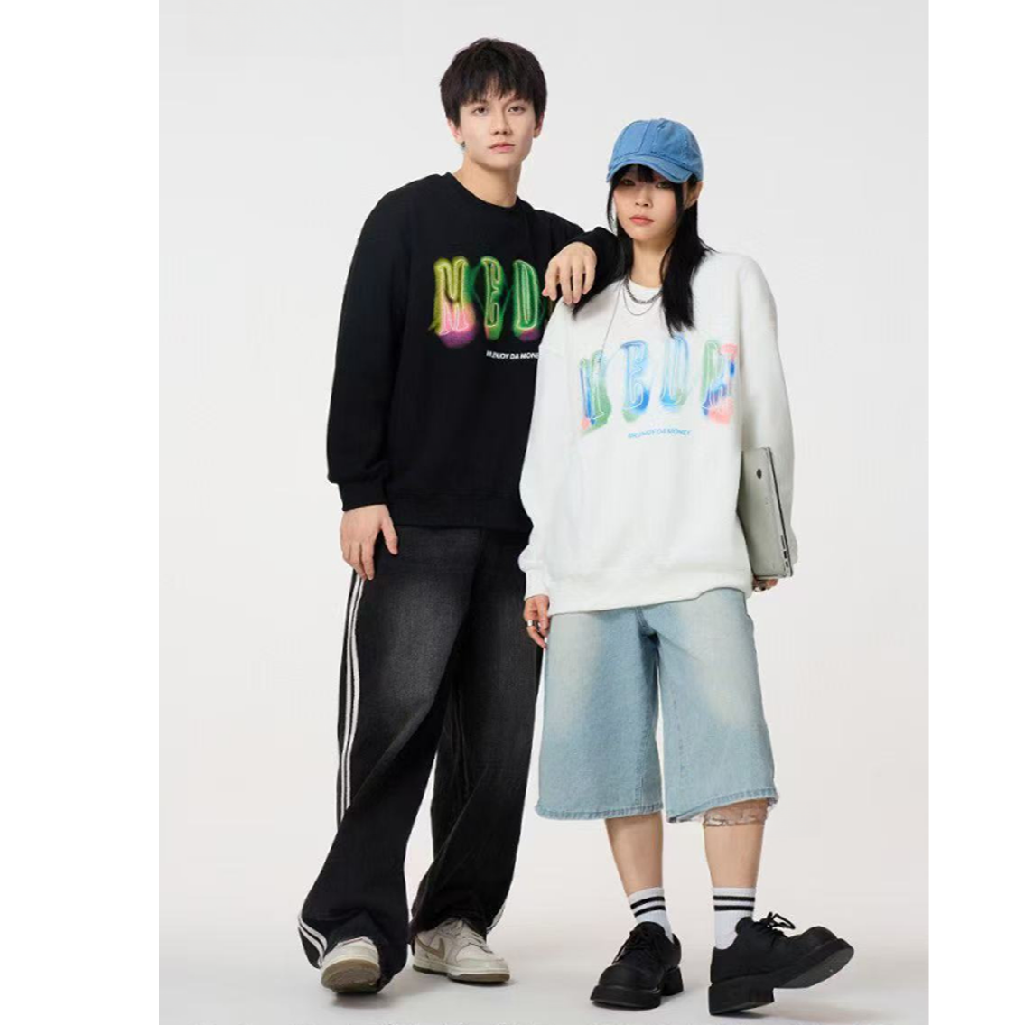 【2201-白色】青少年秋冬款潮品圆领卫衣