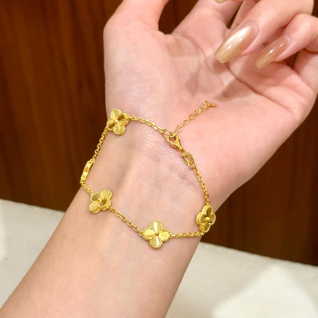 足银银制品 足银手串 四叶草套链气质轻奢时尚百搭女士小众