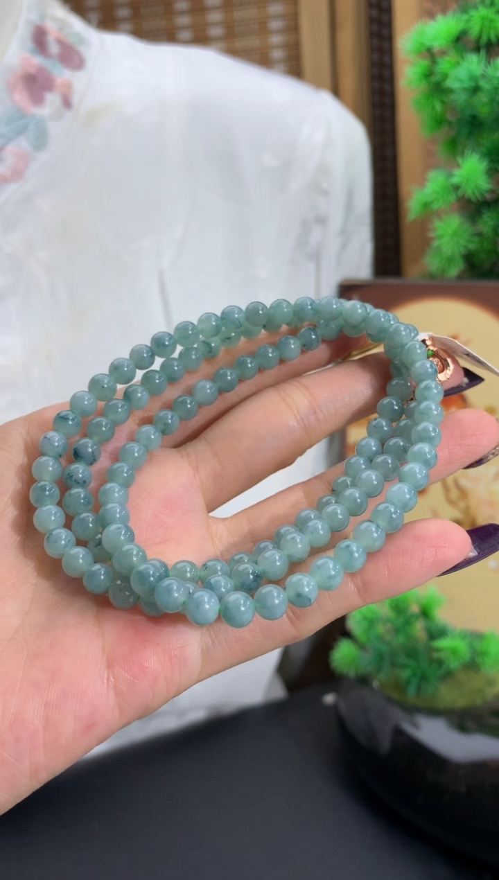 未镶嵌手串翡翠卡5.5mm（有纹