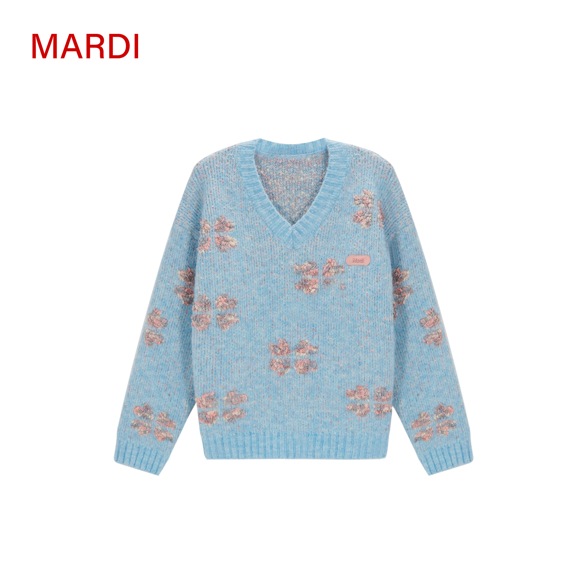 MARDI KNOW系列秋季针织复古女针织衫休闲钉珠长袖冬季圆领