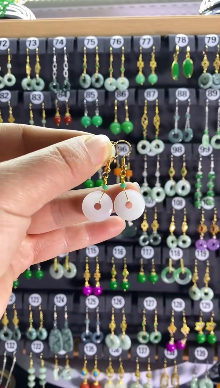 【闪购商品】和田玉耳饰银S925镶嵌039