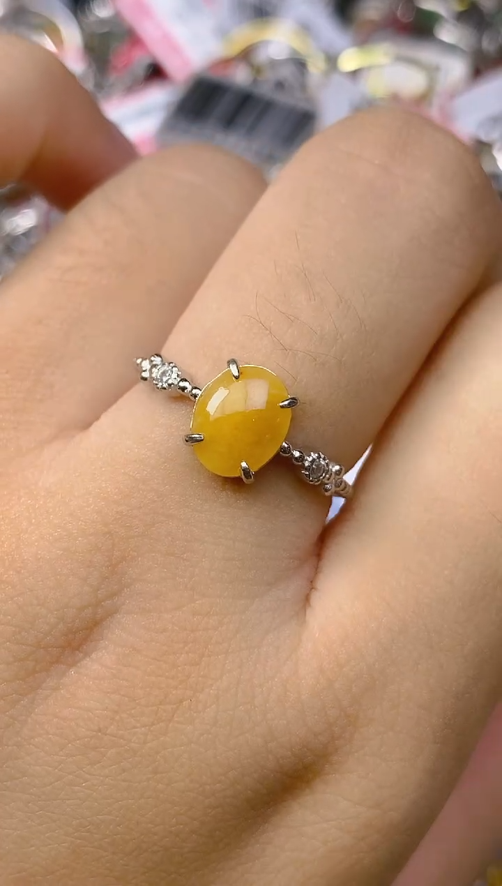 银S925镶嵌戒指翡翠百内无证书