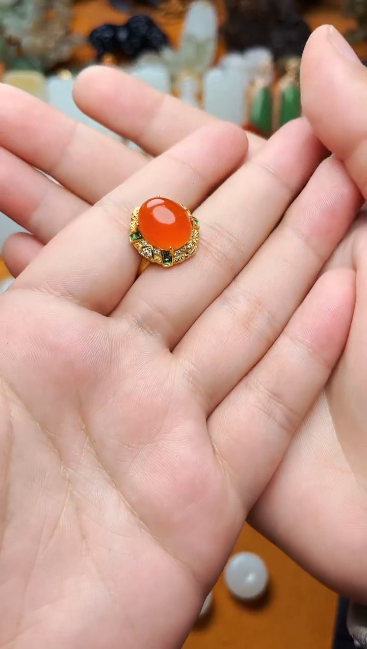 【闪购商品】南红玛瑙戒指银S925镶嵌戒指