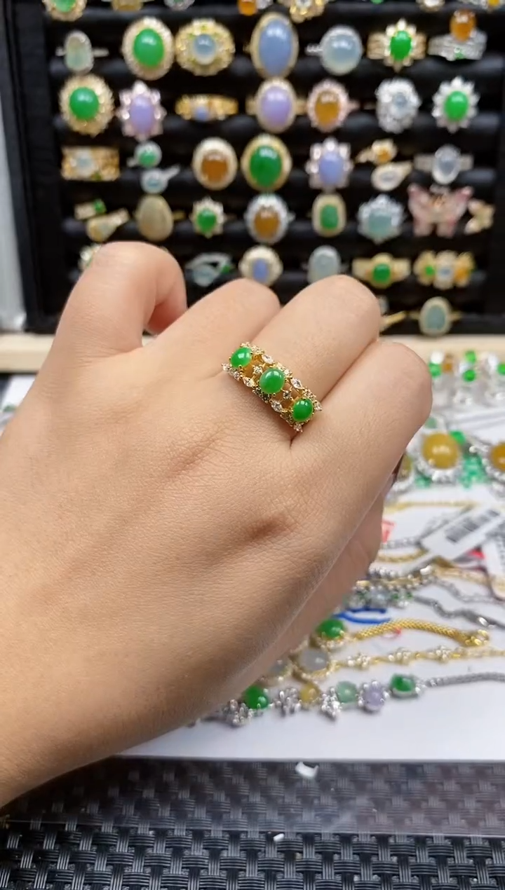 银S925镶嵌戒指翡翠8190