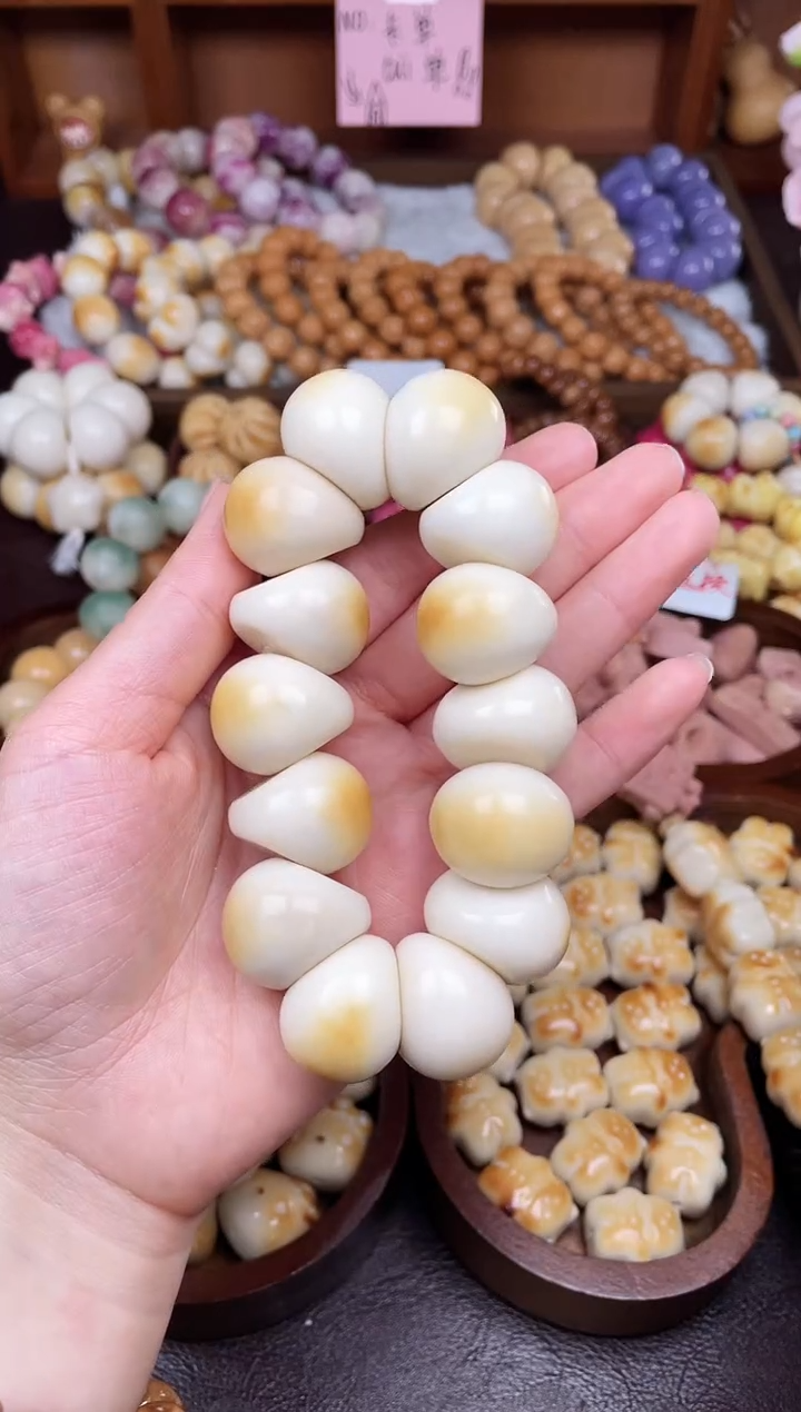 手串菩提根/象牙果Q16颗炭烤蒜瓣单圈