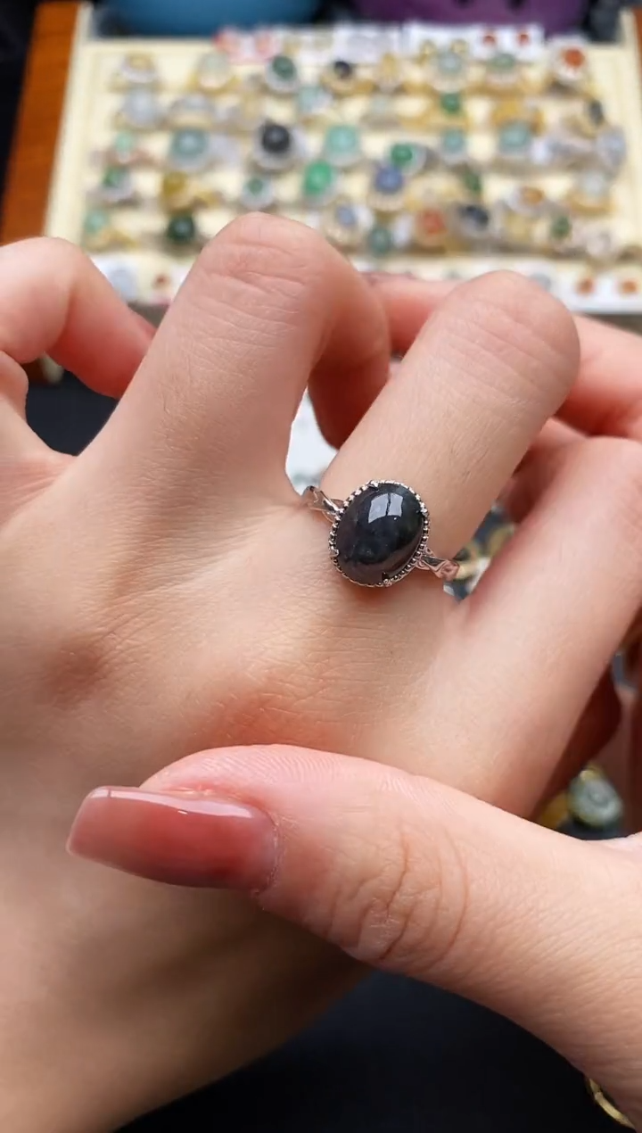 翡翠银S925镶嵌戒指222222222+5