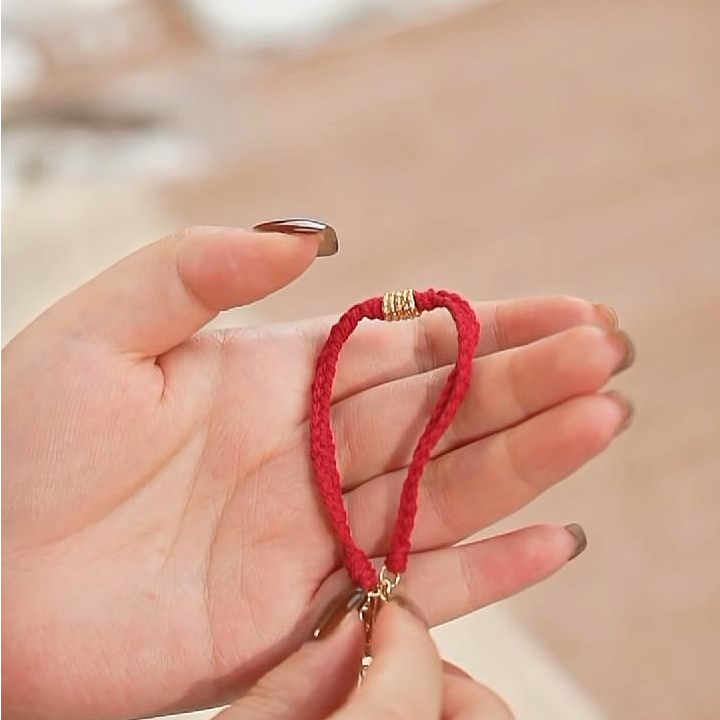 925银布艺手链 【云边】925银镀金 手编红绳手链（多样性发货）