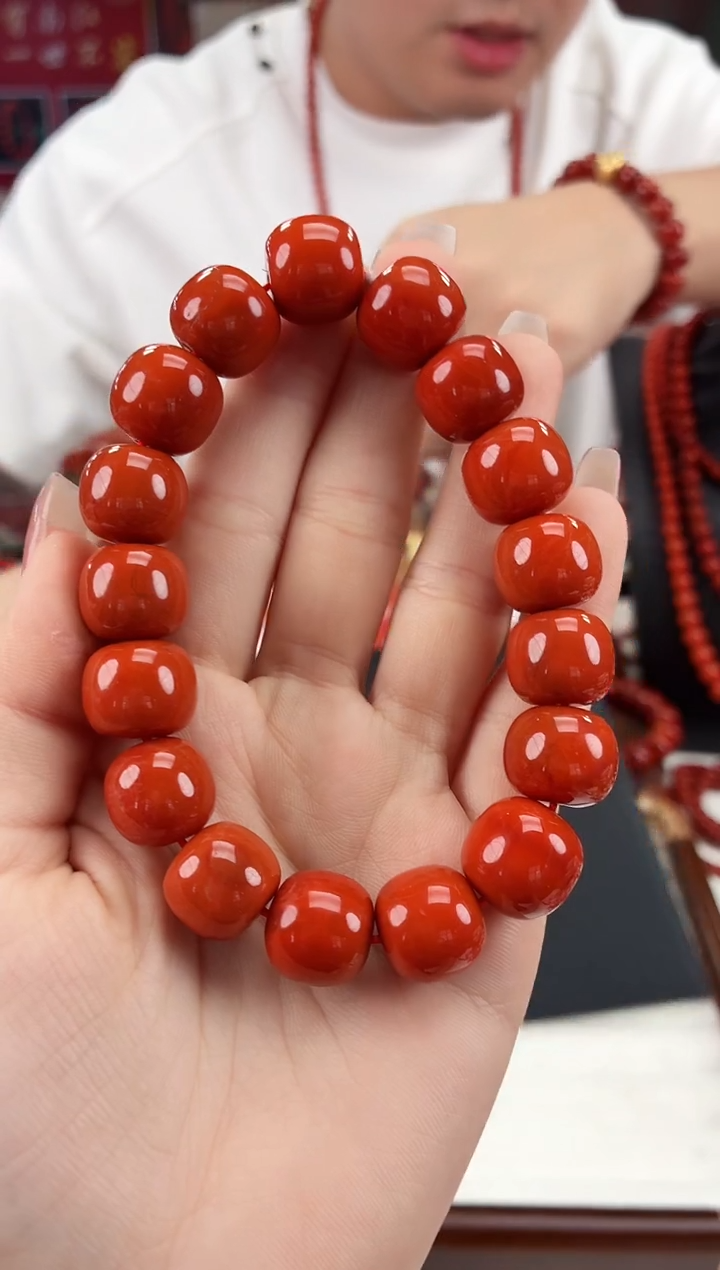 南红玛瑙瓦西老型手串14+未镶嵌一个/条w