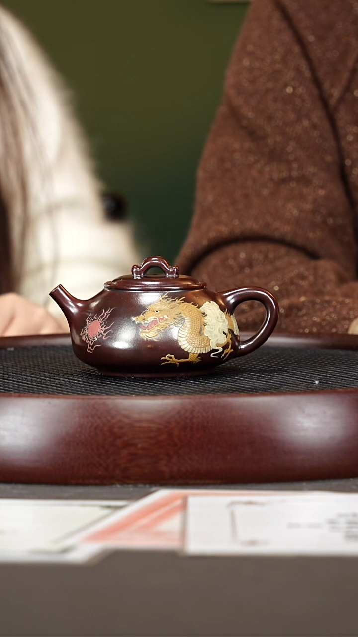 茶壶紫砂39YLX龙瓢 龙山古乌泥220cc