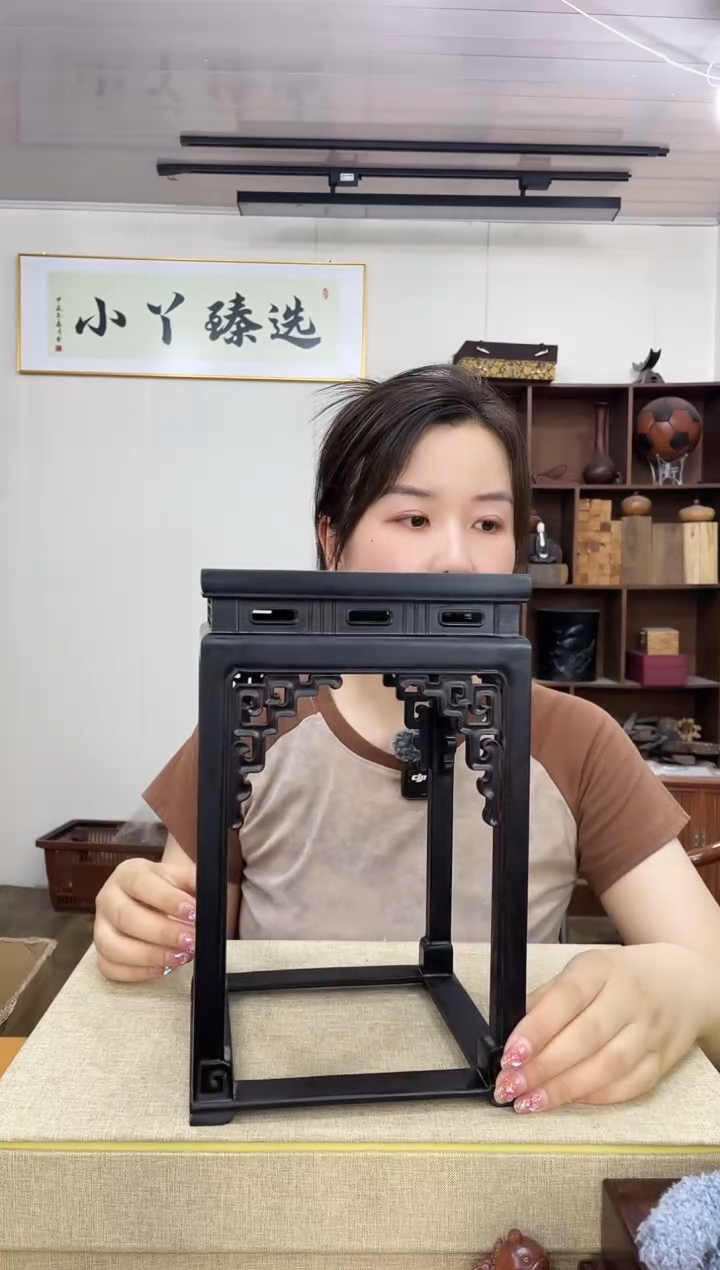 乌木类端景台887紫光檀花几木木木