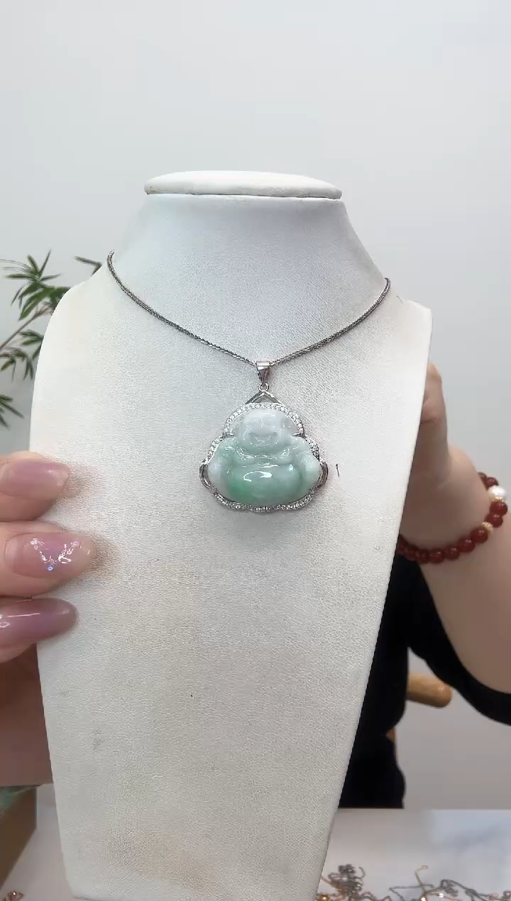 【闪购商品】翡翠吊坠(赠链)银S925镶嵌佛公