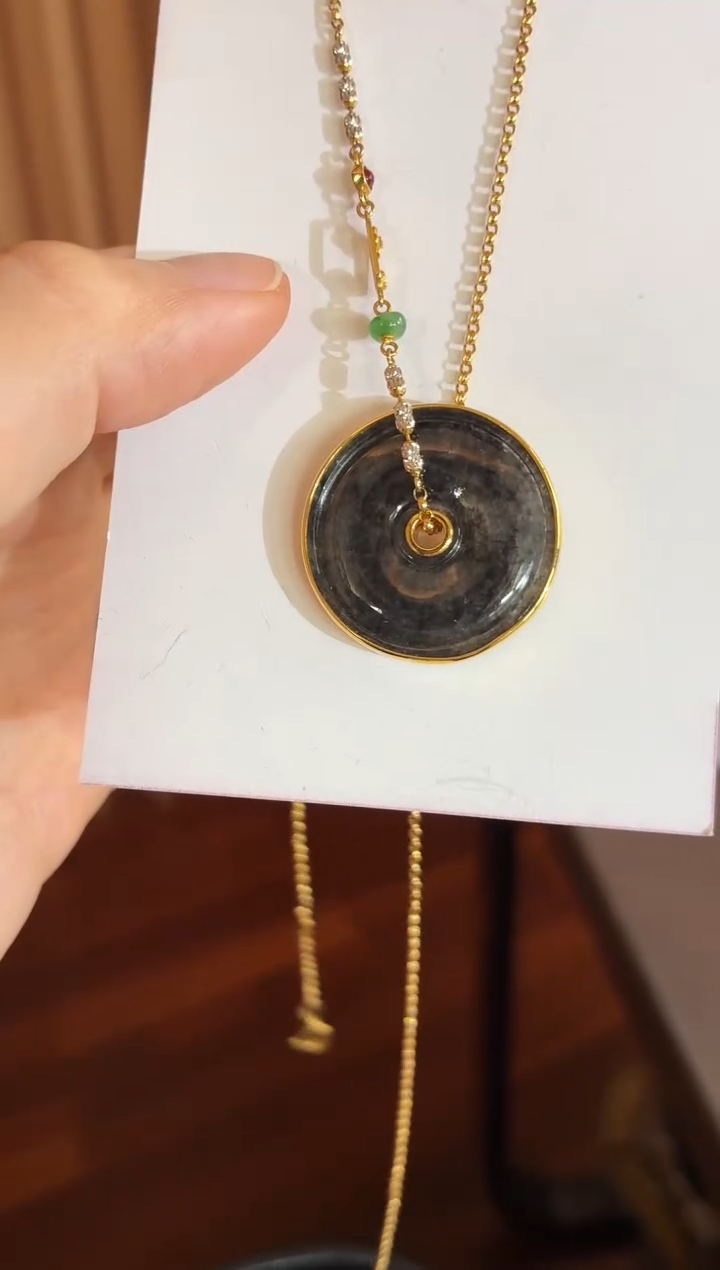 吊坠(不含链)18K金镶嵌翡翠吊坠