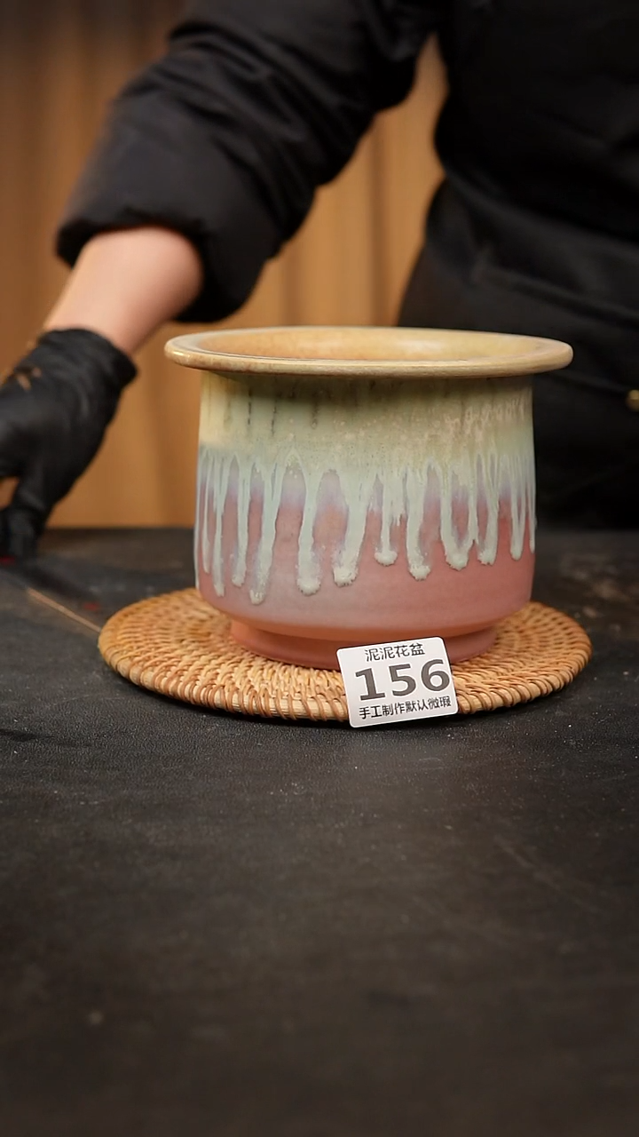 【闪购商品】瓷片156泥泥手工花盆口12高12