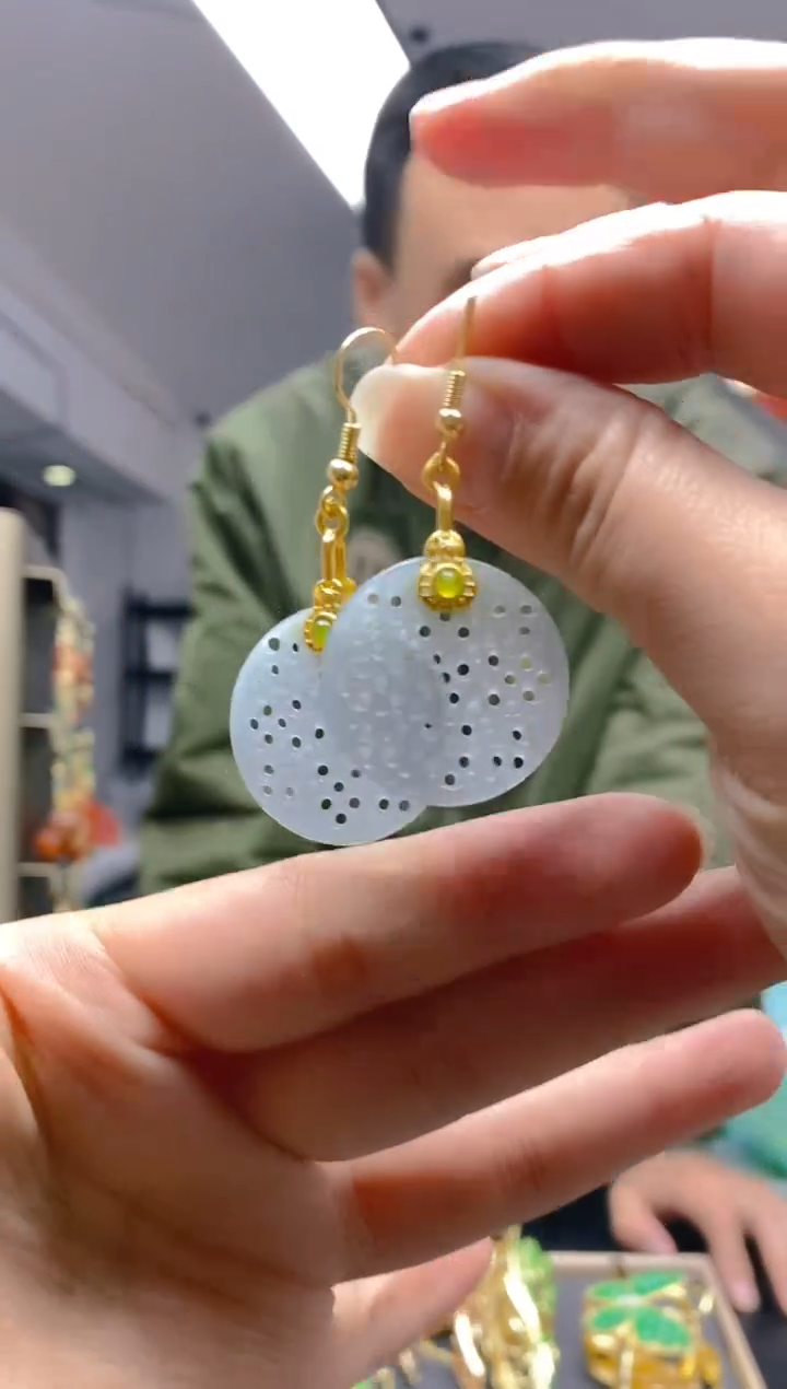 【闪购商品】翡翠耳饰合金0383翡翠耳钩