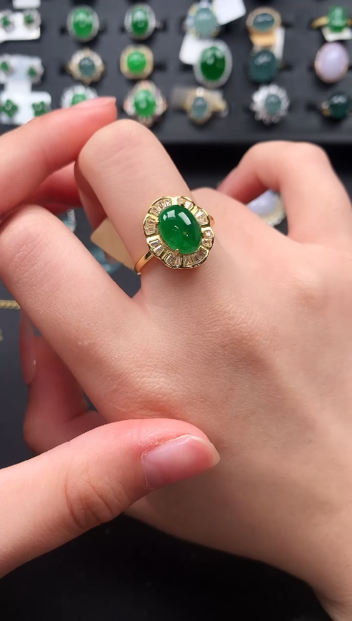 【闪购商品】翡翠戒指银S925镶嵌65141