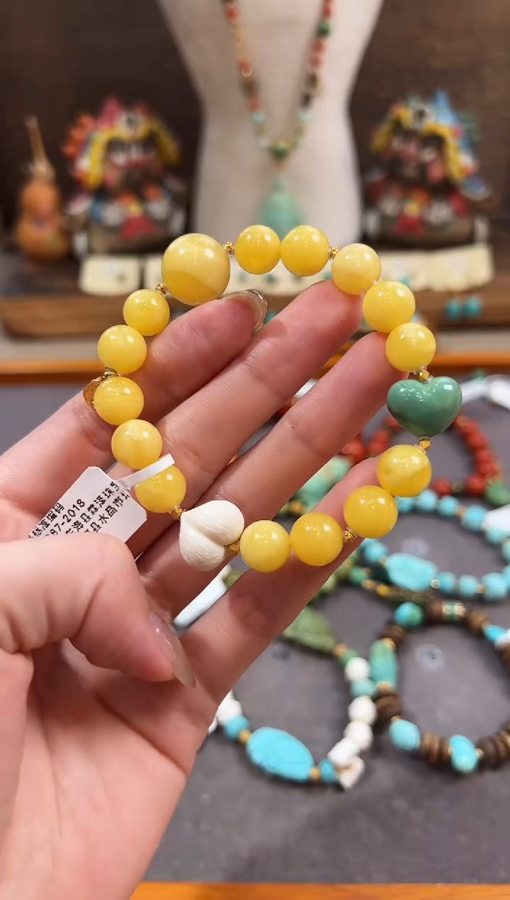 18K金镶嵌蜜蜡手链蜜蜡手链