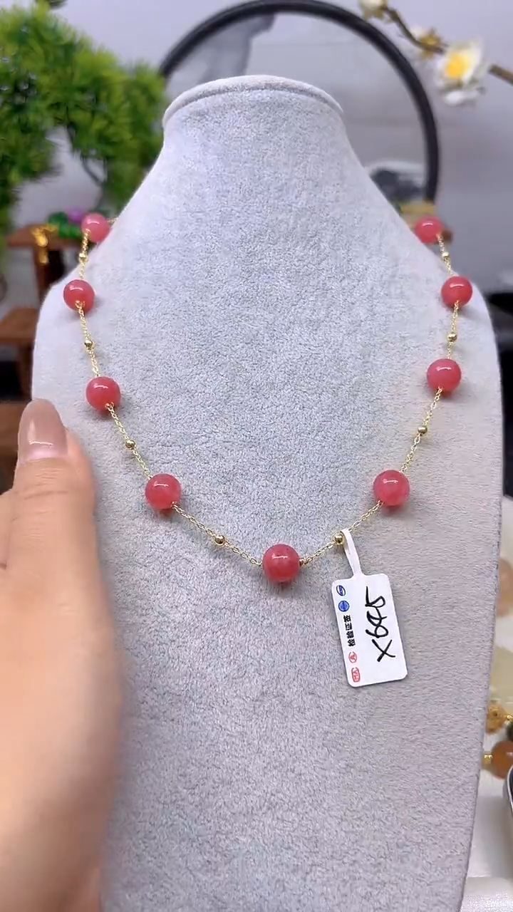 未镶嵌菱锰矿（红纹石）颈饰X645