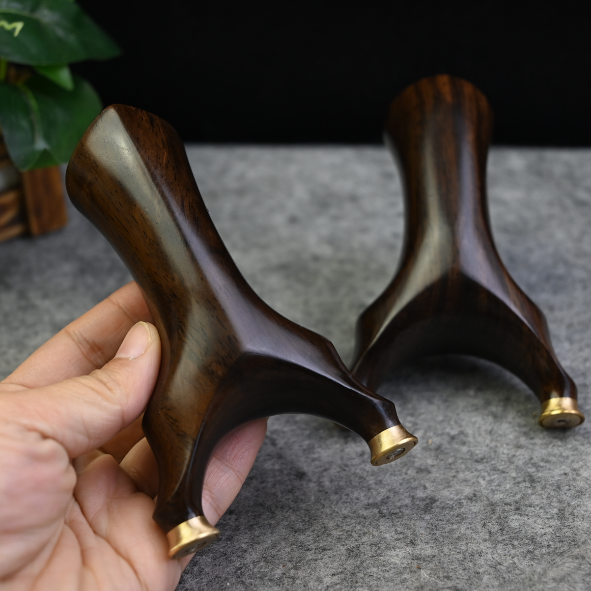 沉水料子 黑檀木快压75天罡 扁皮实木弹弓一把（75.15左右）