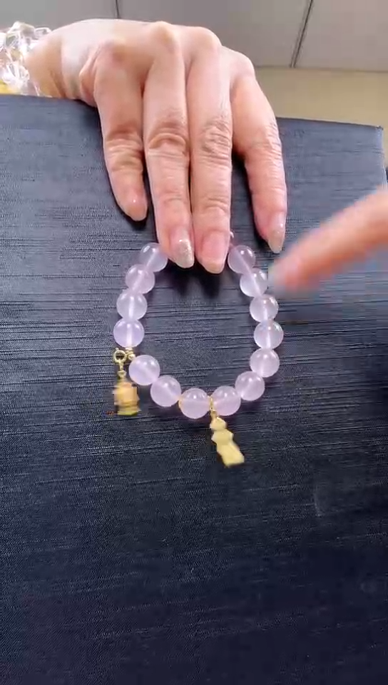 【闪购商品】水晶手串18K金镶嵌粉晶