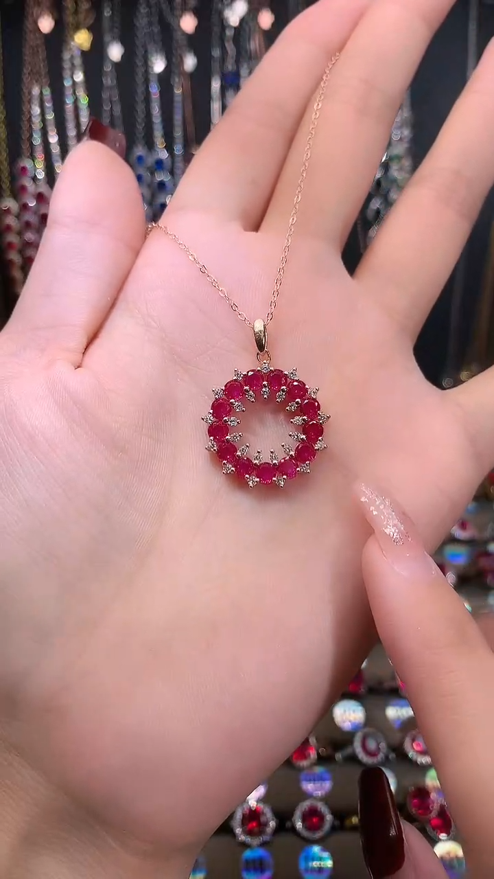 【闪购商品】红宝石颈饰银S925镶嵌1111