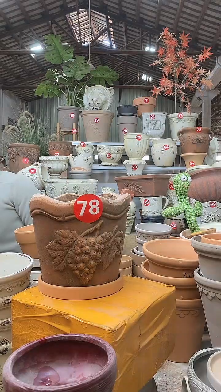 【闪购商品】缸1个19*17葡萄作旧款白色带托带托