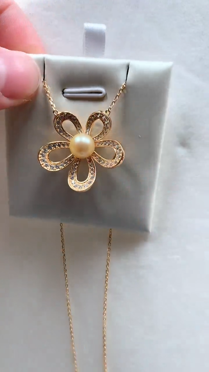 【闪购商品】海水珍珠颈饰银S925镶嵌五花珍珠套链
