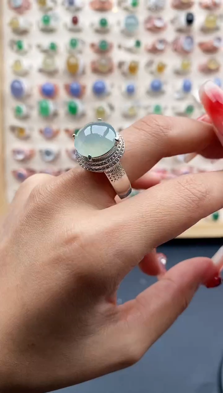 【闪购商品】翡翠戒指未镶嵌缅甸天然A货翡翠444 9+10