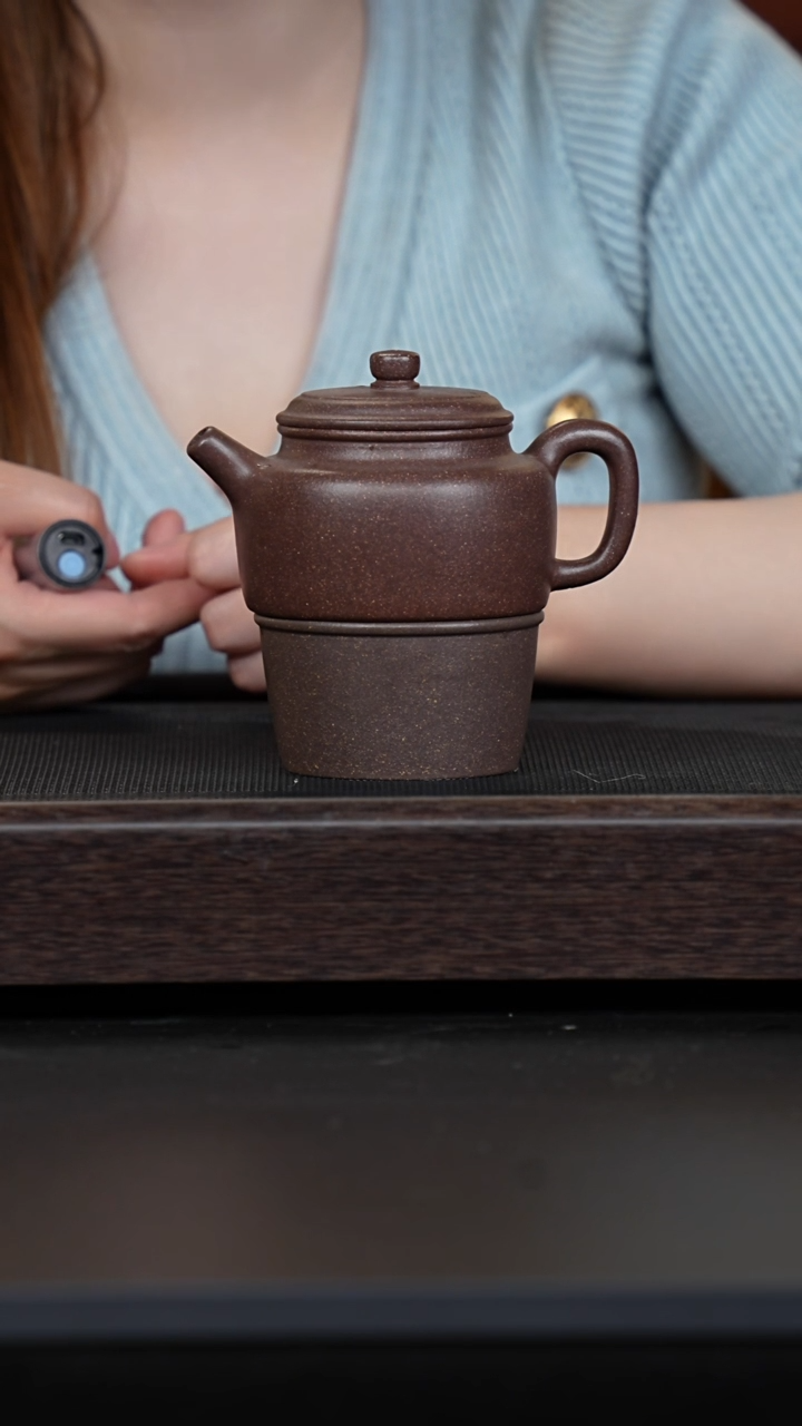 【闪购商品】紫砂茶壶手磨天青德钟+手磨天青主人杯