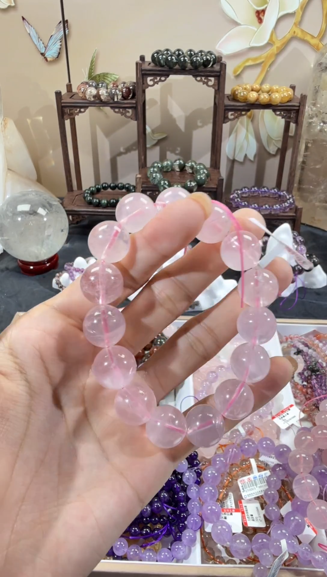 未镶嵌手串水晶粉水晶
