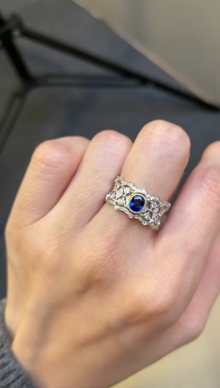 【闪购商品】蓝宝石戒指18K金镶嵌主石：0.47ct