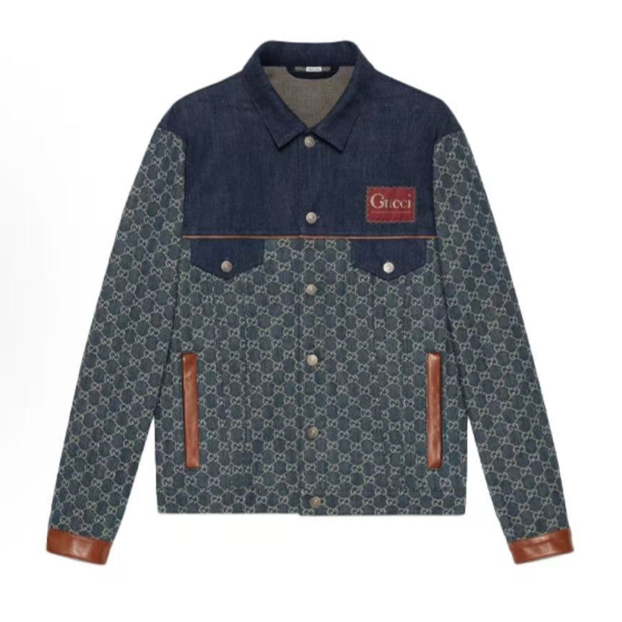 未使用 GUCCI/古驰 古驰gucci 满印徽标图案翻领长袖牛仔外套