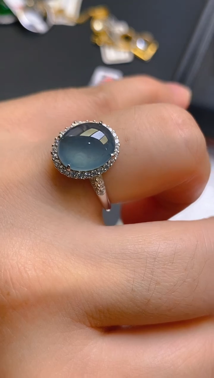 【闪购商品】翡翠耳饰银S925镶嵌天然A货翡翠1