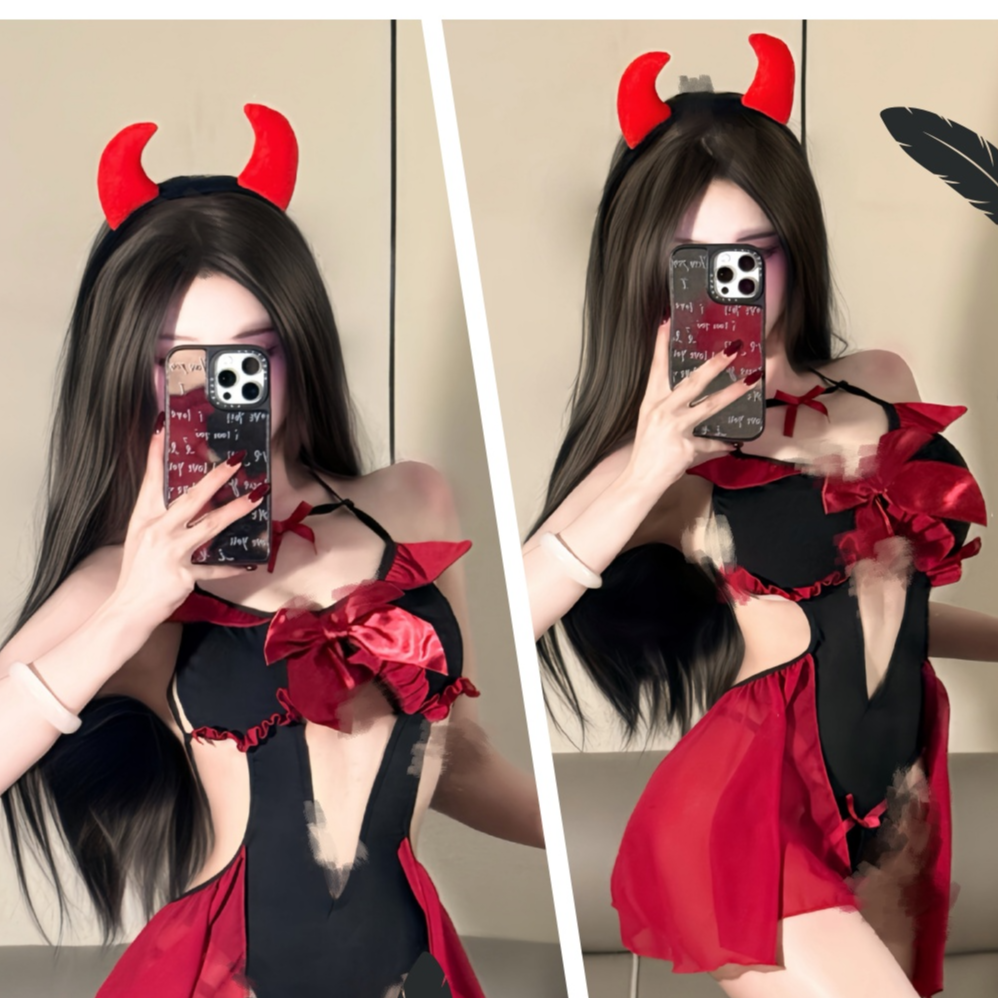 酥欲*新年圣诞小恶魔cos纯欲制服演出套装性感连体衣魅魔战袍动漫