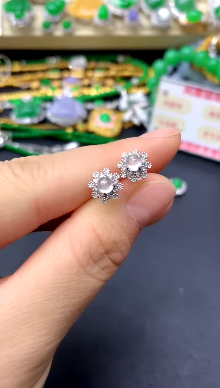 18K金镶嵌翡翠耳饰185-中国好珍宝