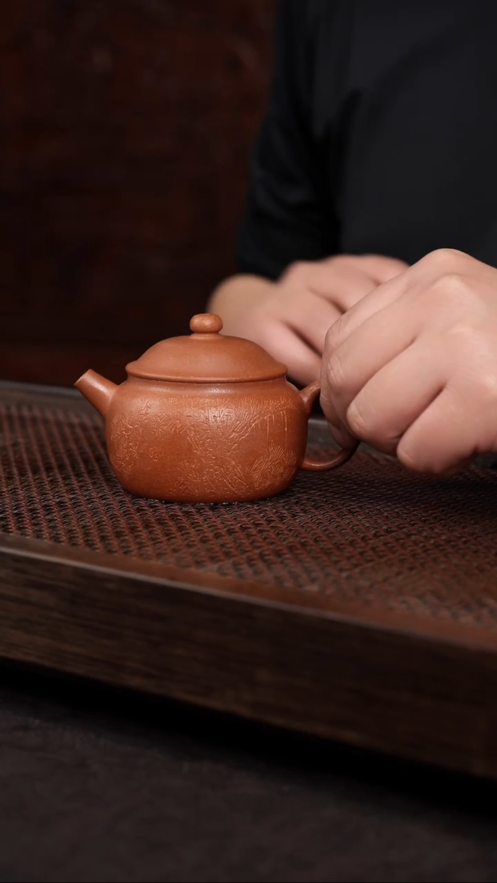 【闪购商品】紫砂茶壶五彩泥刻绘石鼓