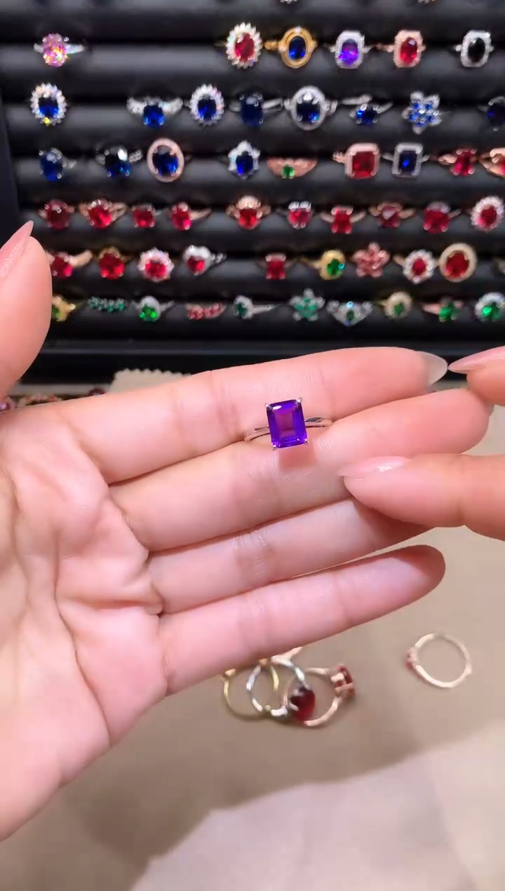 【闪购商品】水晶戒指银S925镶嵌79紫水晶白