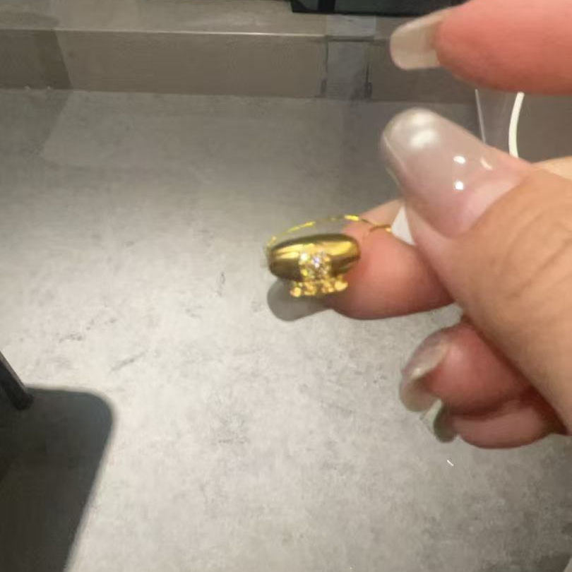 足金 拉丝工艺转运珠 锆石镶嵌 时尚轻奢女士黄金首饰