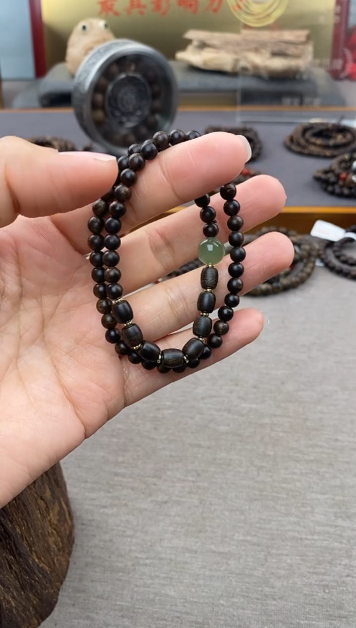 【闪购商品】沉香手串顺化紫棋05+白棋8颗 双圈沉水