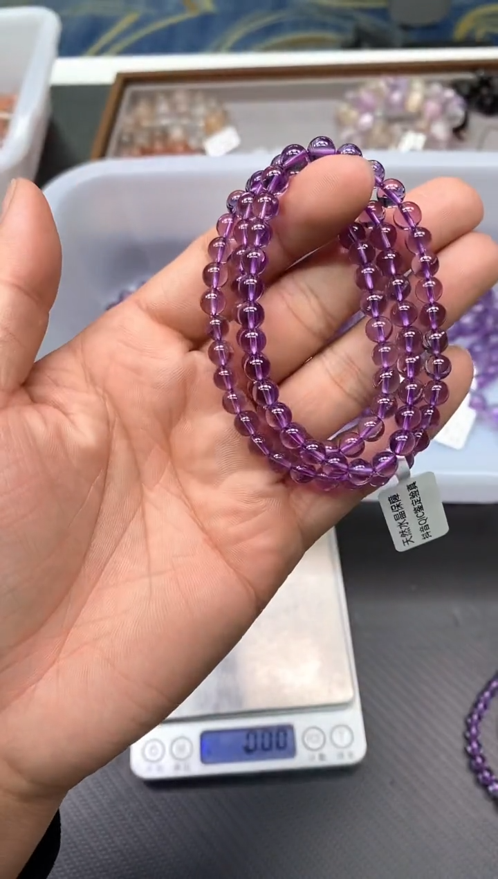未镶嵌手串水晶妮*12紫水晶多圈6mm+