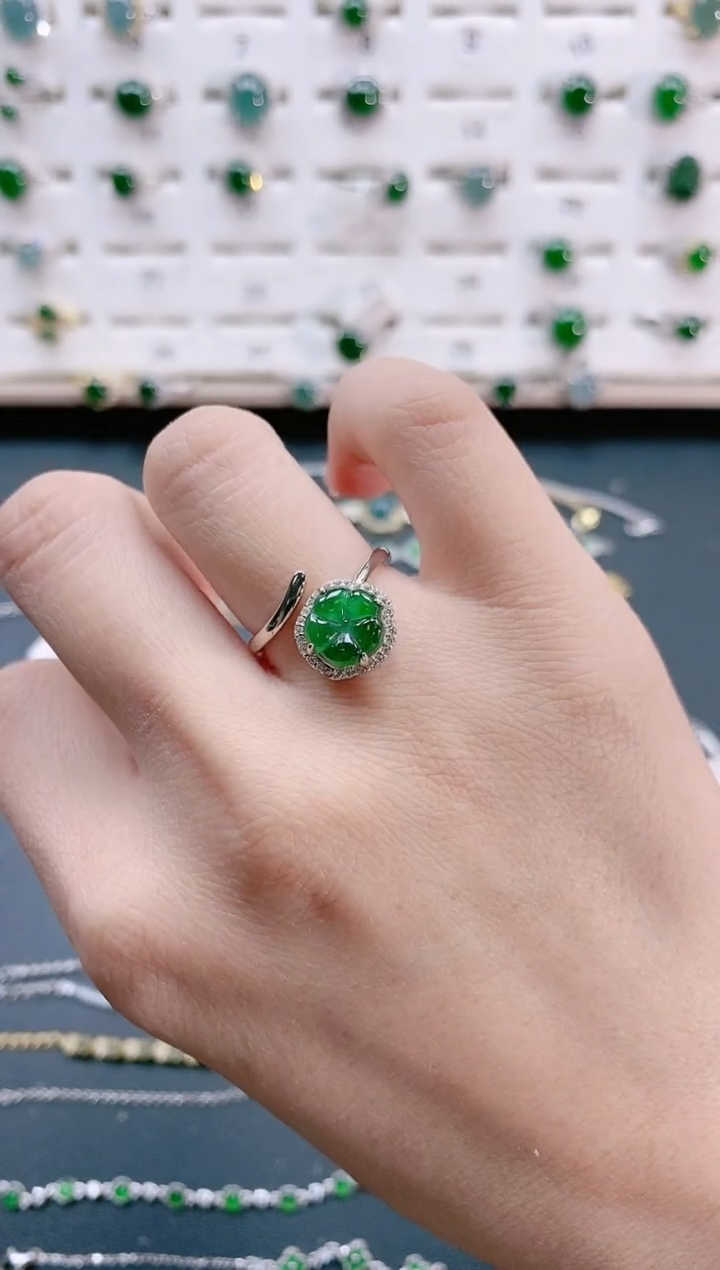 【闪购商品】翡翠戒指银S925镶嵌天然翡翠