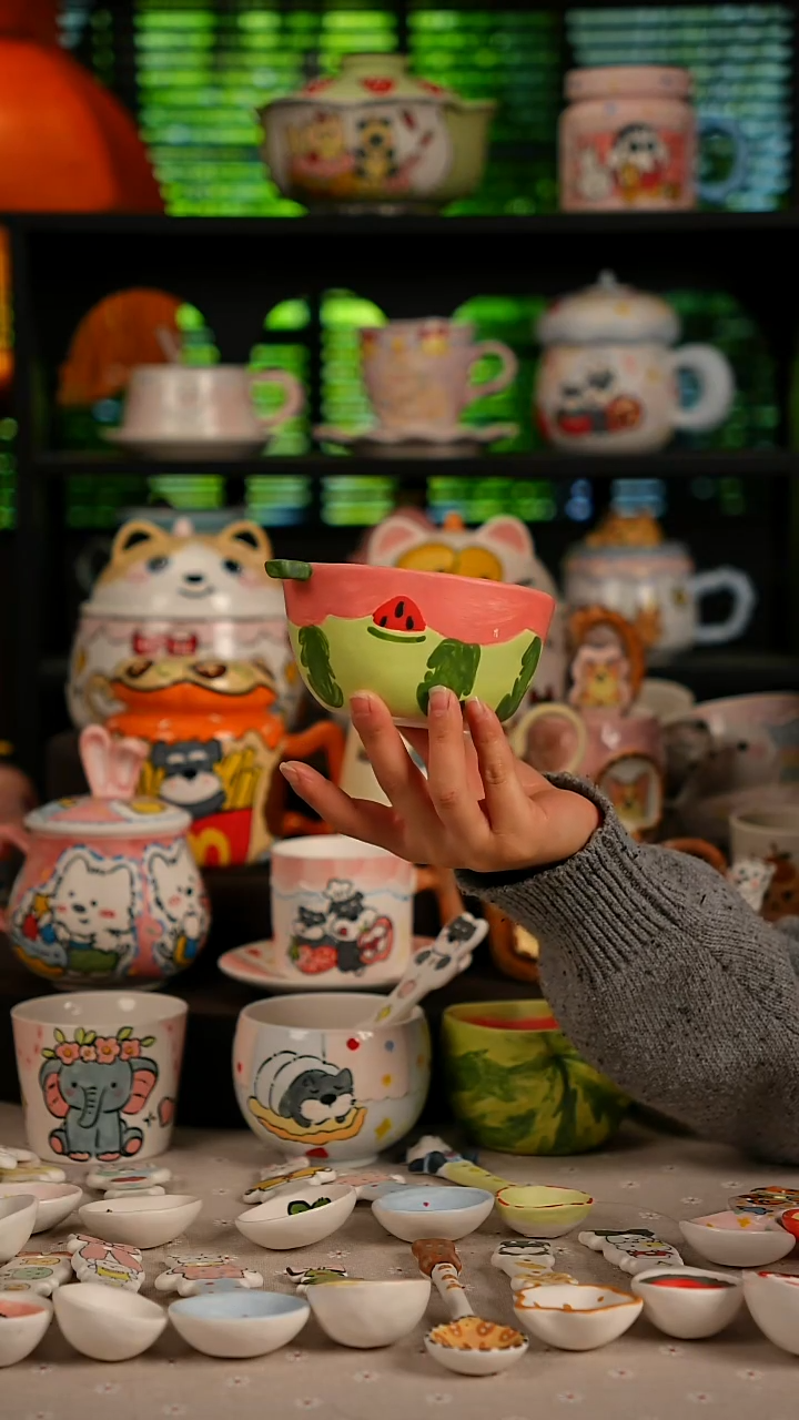 陶瓷无盖款景德镇高温釉下彩纯手绘创意瓷